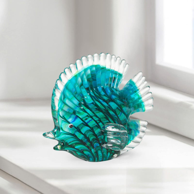 LONGWIN Handmade Glass Stripe Tropical Fish Sculpture Glass Hand Blown Sea Animal Figurine Home Tabletop Decoration Ornaments - Image 4